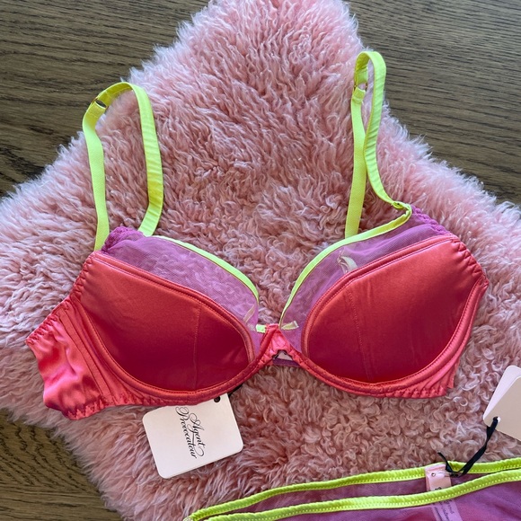 Neon Pink and Lime Green Deadstock NWT Agent Provocateur “Viv” Set - Picture 6 of 7